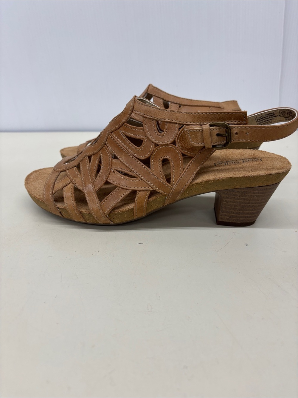 Josef Seibel Tan Cutout Slingback Heeled Sandals - Picture 2 of 7